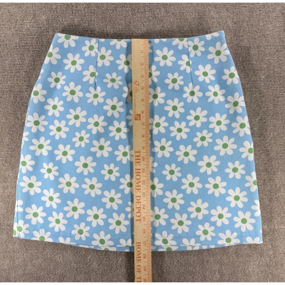 Vintage Y2K Kelly's Kids Girls 10 Daisy Floral A-Line Skirt Blue White Green 90s